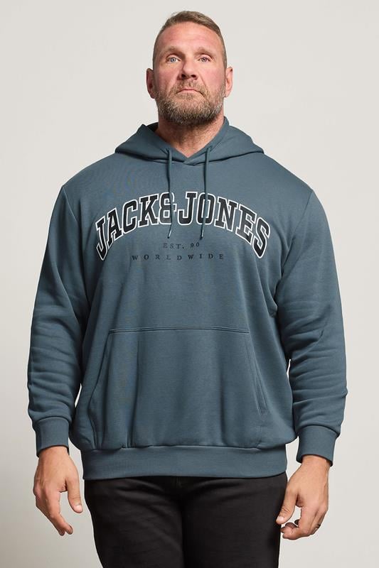 Men's  JACK & JONES Big & Tall Stormy Blue Varsity Hoodie
