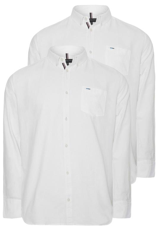 BadRhino Big & Tall White 2 PACK Long Sleeve Oxford Shirts | BadRhino 2