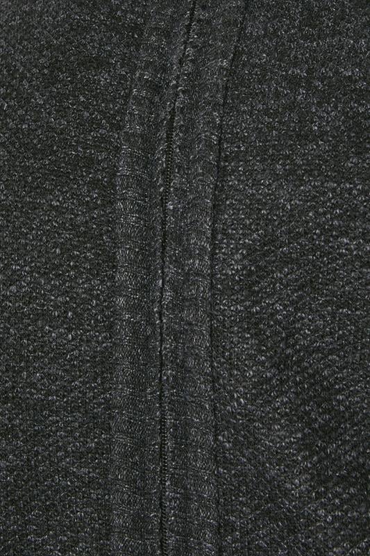 D555 Big & Tall Charcoal Grey Marl Zip Through Knitted Jumper | BadRhino 3