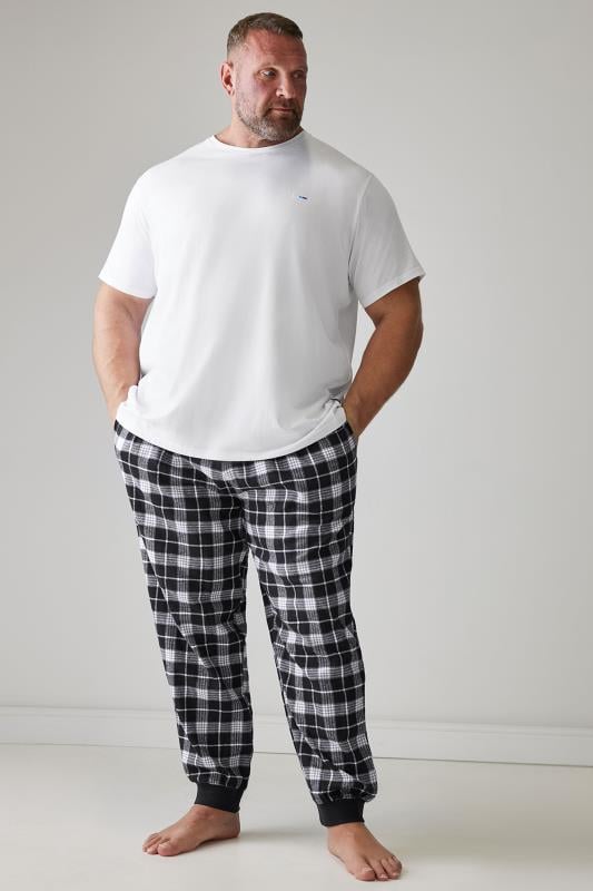 Men's  BadRhino Big & Tall Grey Check Print Pyjama Trousers