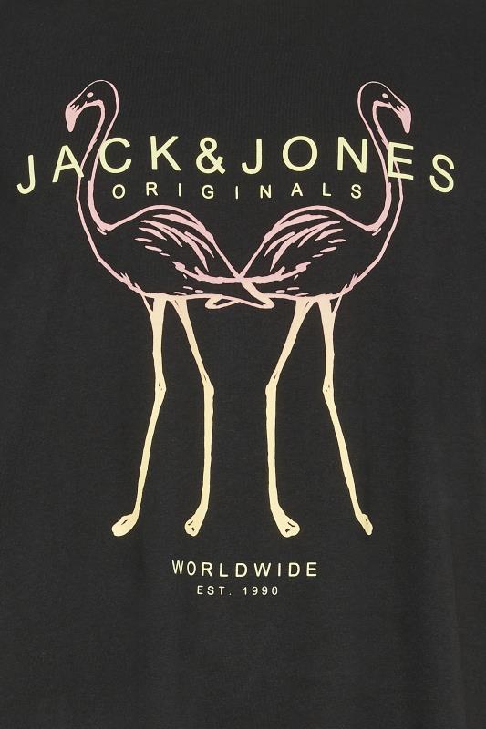 JACK & JONES Black Flamingo Short Sleeve Crew Neck T-Shirt | BadRhino 4