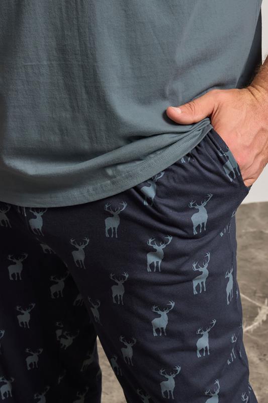 BadRhino Big & Tall Navy & Storm Blue Stag Pyjama Set | BadRhino 3