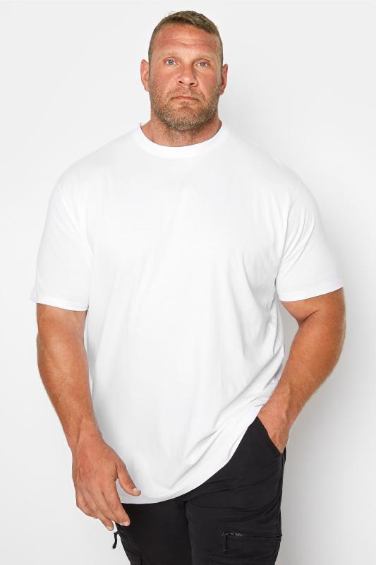 KAM Big & Tall White Plain T-Shirt | BadRhino  1