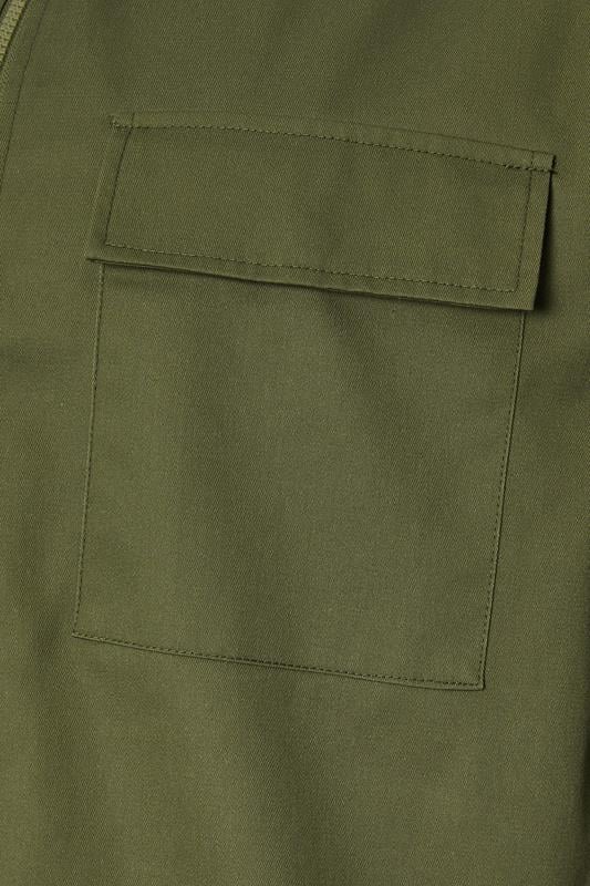 BadRhino Big & Tall Khaki Green Military Zip Through Overshirt | BadRhino 3