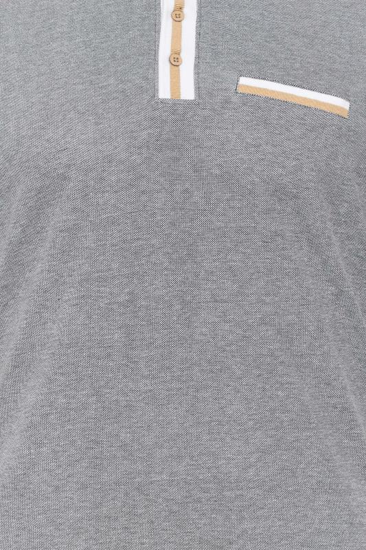 BadRhino Big & Tall Grey Stripe Placket Polo Shirt | BadRhino 2