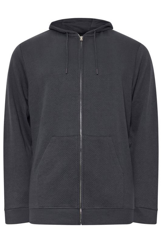 BadRhino Big & Tall Grey Zip Through Diamond Quilted Hoodie | BadRhino 6