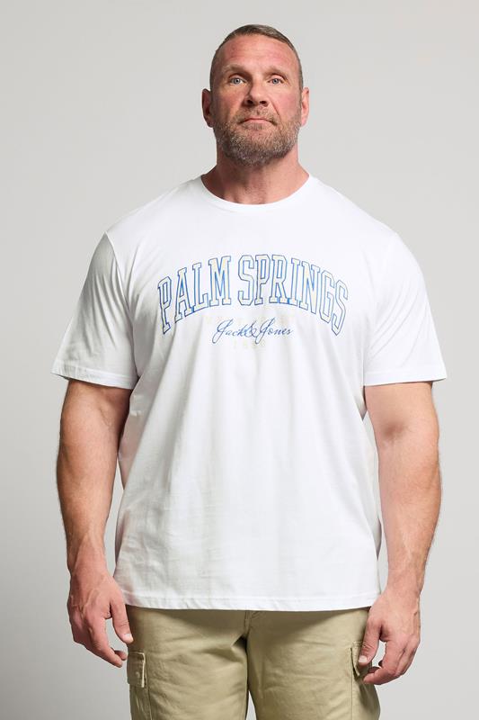 Men's  JACK & JONES Big & Tall White 'Palm Springs' Slogan T-Shirt