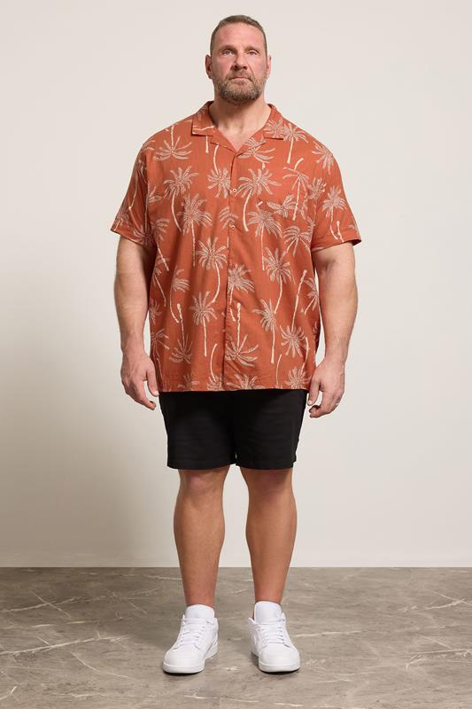 BadRhino Big & Tall Clay Orange Palm Tree Print Short Sleeve Shirt | BadRhino 2