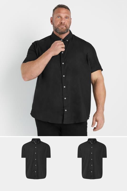 BadRhino Big & Tall 2 PACK Black Short Sleeve Poplin Shirts | BadRhino 1