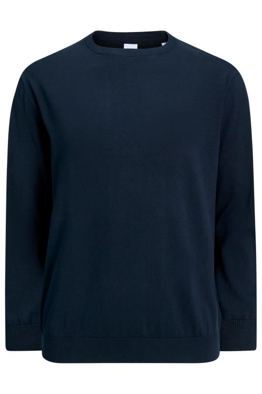 JACK & JONES Big & Tall Navy Blue Crew Neck Fine Knit Jumper | BadRhino 2