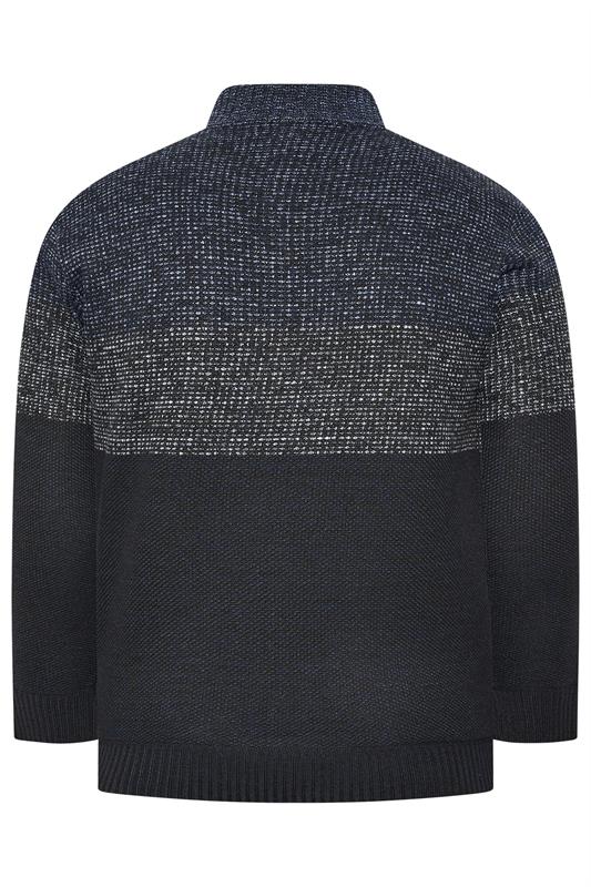 BadRhino Big & Tall Navy Blue Colour Block Quarter Zip Jumper | BadRhino 6