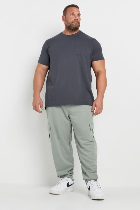 STUDIO A Big & Tall Grey Cuffed Cargo Joggers | BadRhino 2