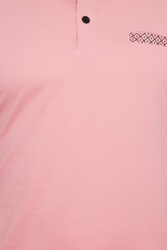 KAM Big & Tall Pink Premium Contrast Collar Polo Shirt | BadRhino 2