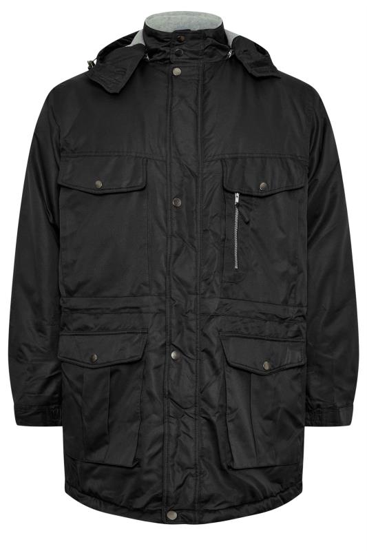 BadRhino Big & Tall Black Fleece Lined Hooded Coat | BadRhino 1