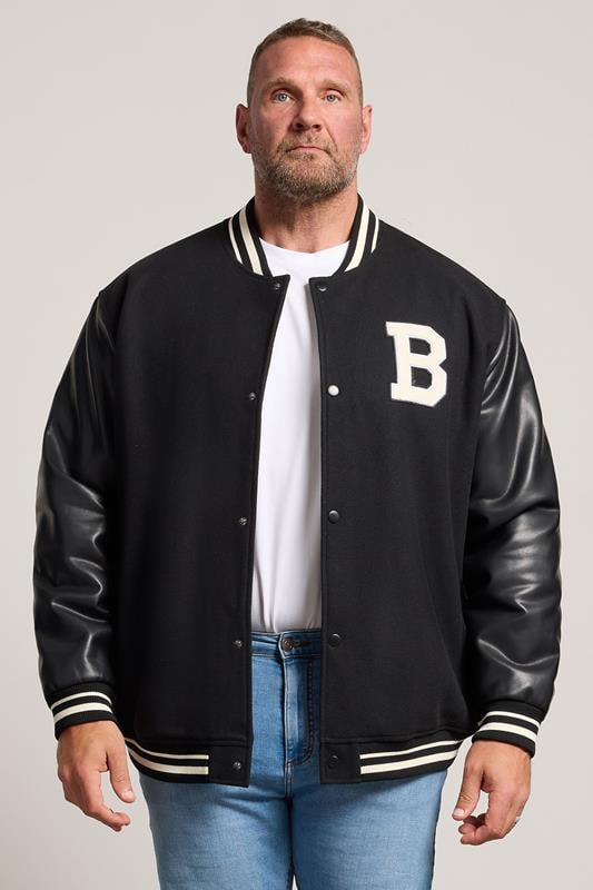  BadRhino Big & Tall Black Button Varsity Jacket