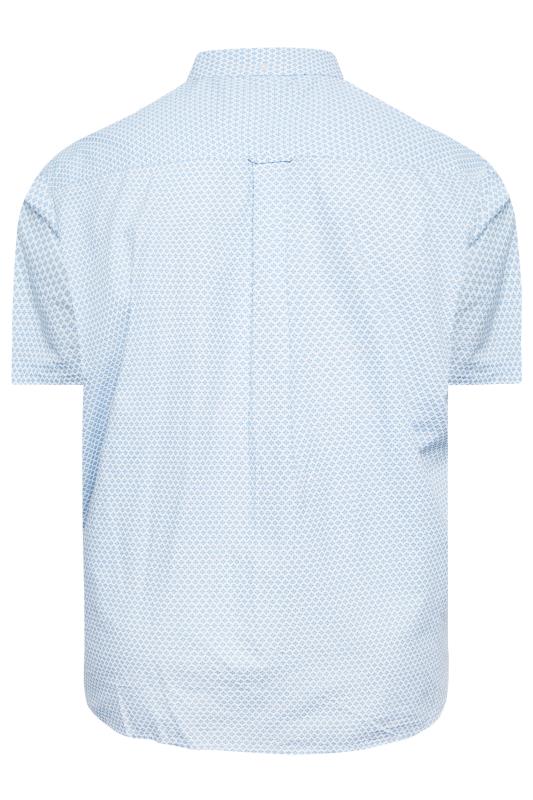 BadRhino Big & Tall White & Blue Geometric Print Poplin Shirt | BadRhino