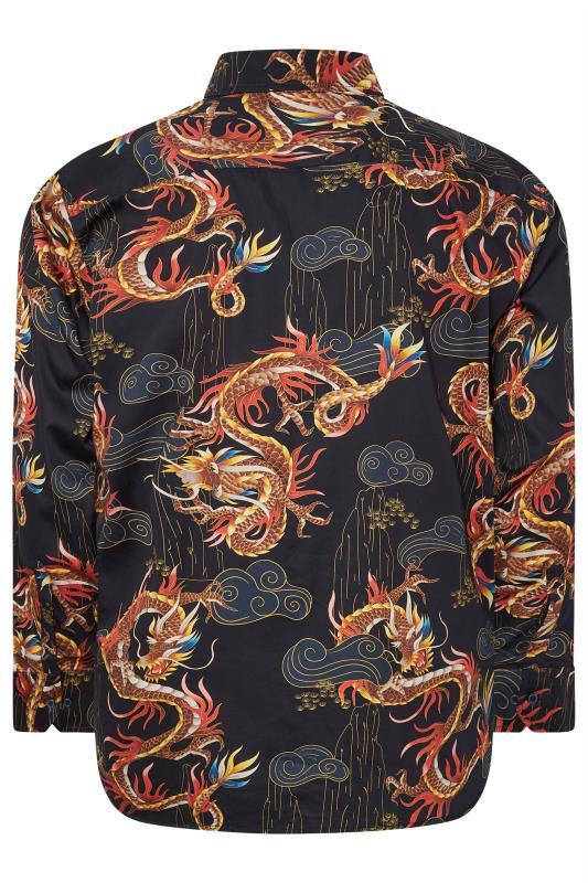 KAM Big & Tall Black Long Sleeve Dragon Print Shirt | BadRhino 2