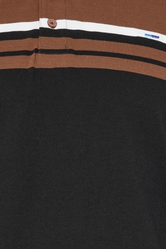 BadRhino Big & Tall Brown & Black Colourblock Stripe Polo Shirt | BadRhino 2