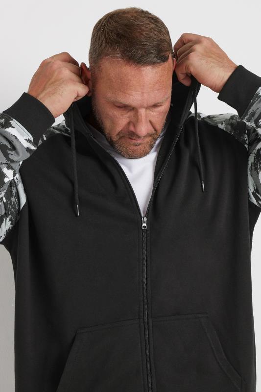 BadRhino Big & Tall Black Camo Print Zip Through Hoodie | BadRhino 3