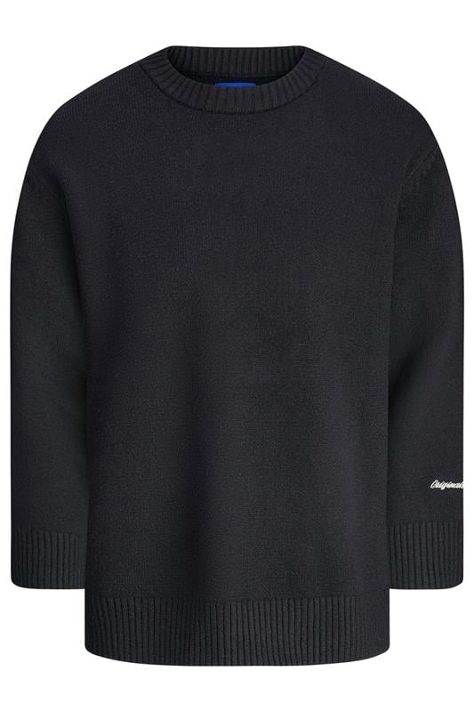 Men's  JACK & JONES Big & Tall Black Crew Neck Knit Jumper