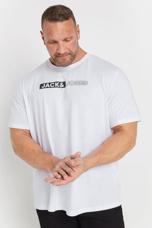 JACK & JONES Big & Tall White Logo Play T-Shirt | BadRhino 1