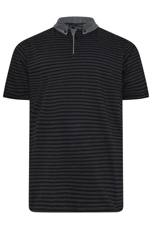 KAM Black Dobby Stripe Polo Shirt | BadRhino 3