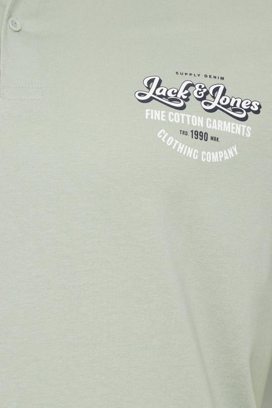 JACK & JONES Plus Size Light Grey Big & Tall Logo Print Polo Shirt | BadRhino  2