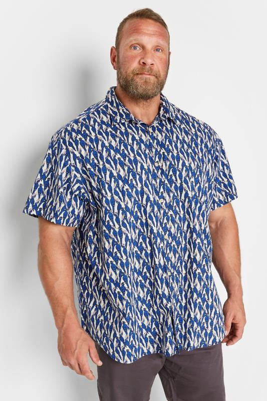 Men's  JACK & JONES Big & Tall Blue Animal Print Short Sleeve Shirt
