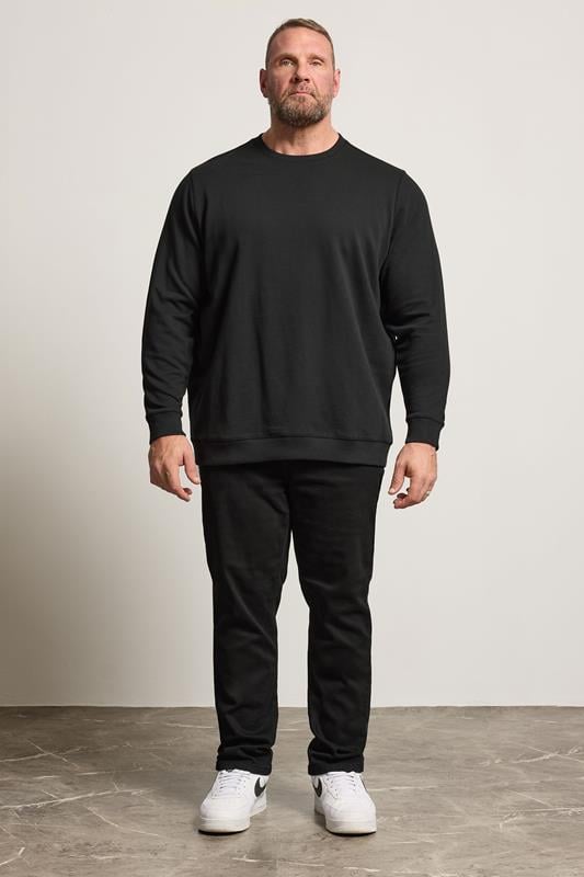 STUDIO A Big & Tall Black Crew Neck Sweatshirt | BadRhino 2