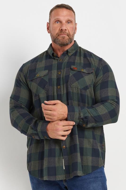 Men's  D555 Big & Tall Green Check Print Overshirt