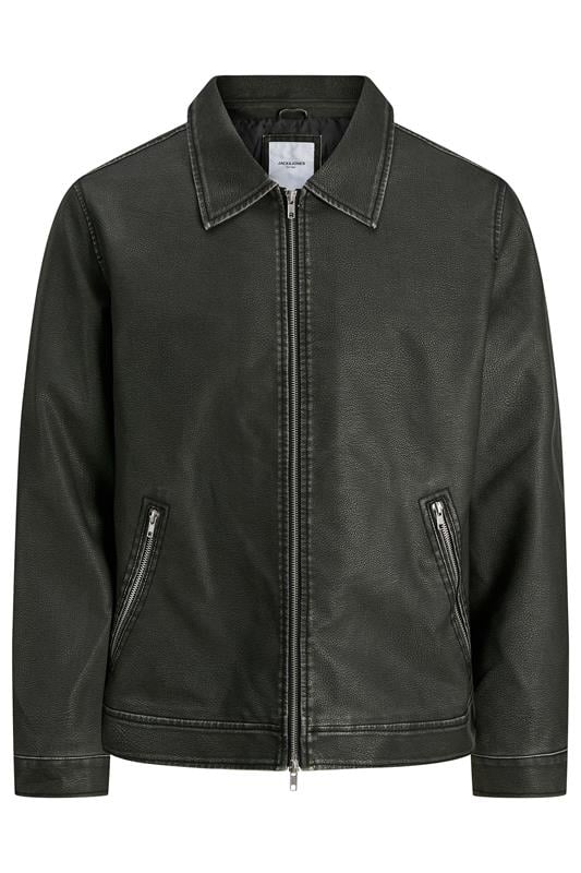 JACK & JONES Big & Tall Black Biker Jacket | BadRhino 1