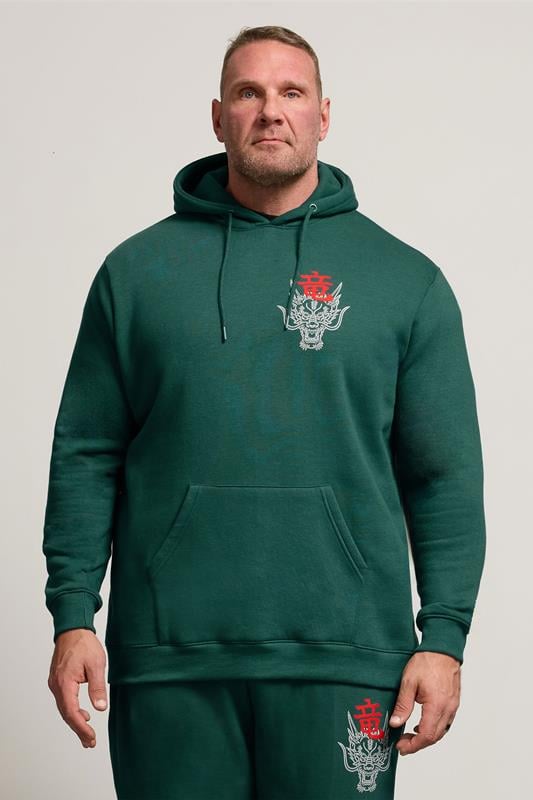Men's  BadRhino Big & Tall Green Dragon Graphic Hoodie