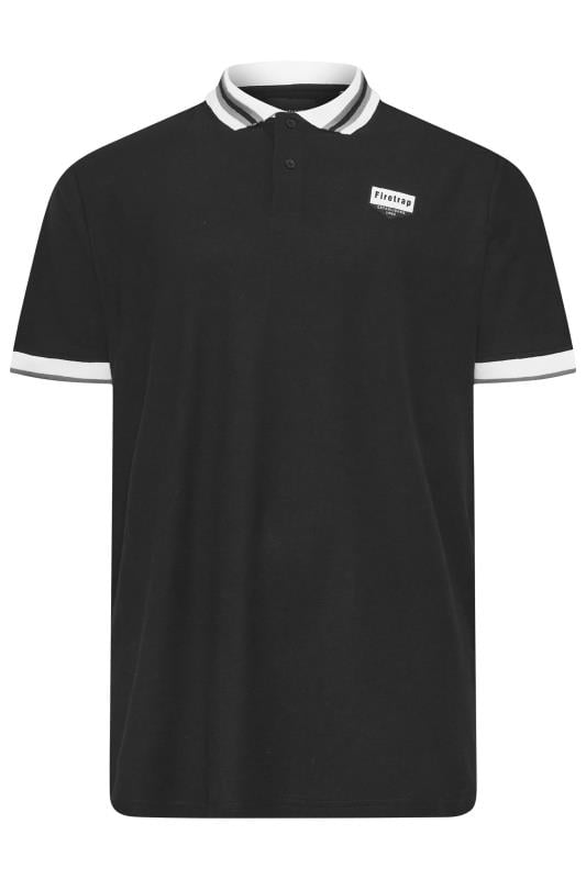 FIRETRAP Big & Tall Black Jersey Polo Shirt | BadRhino 3