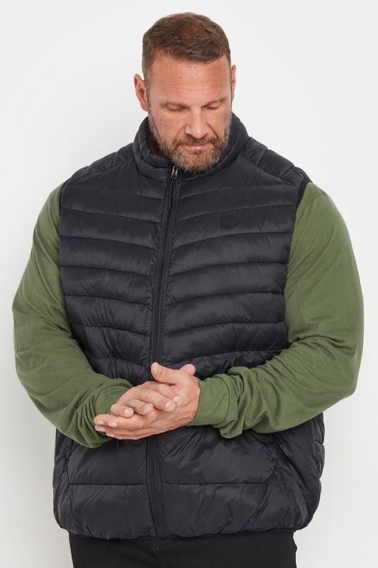 JACK & JONES Big & Tall Black Collared Bodywarmer 1