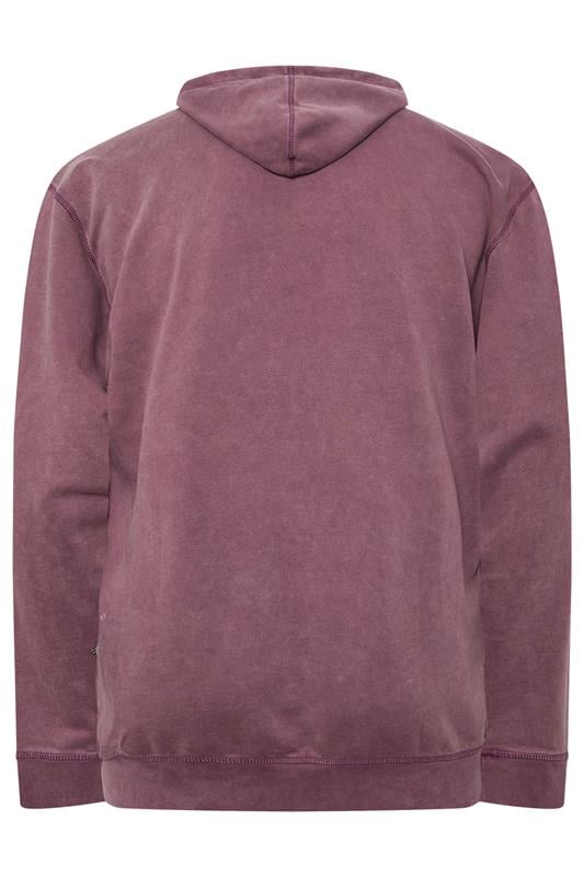 KAM Big & Tall Purple Acid Wash Zip Through Hoodie | BadRhino 2