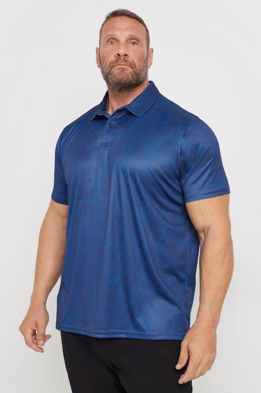 BadRhino Golf Big & Tall Blue Marble Print Polo Shirt | BadRhino 1