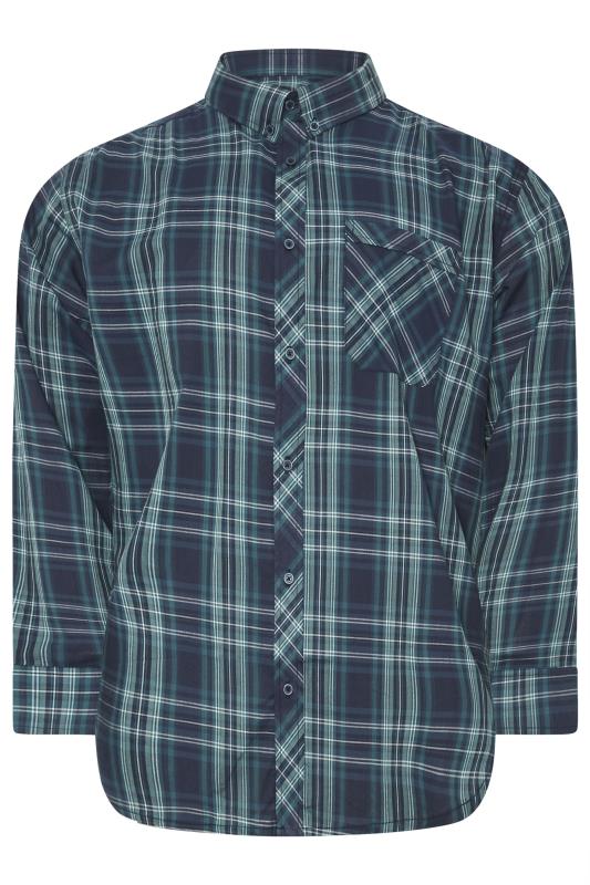 KAM Big & Tall Teal Green Long Sleeve Check Shirt | BadRhino 1