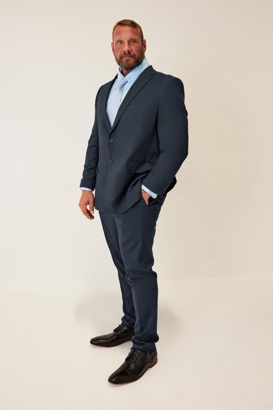 Men's  BadRhino Tailoring Big & Tall Navy Blue Plain Suit Trousers