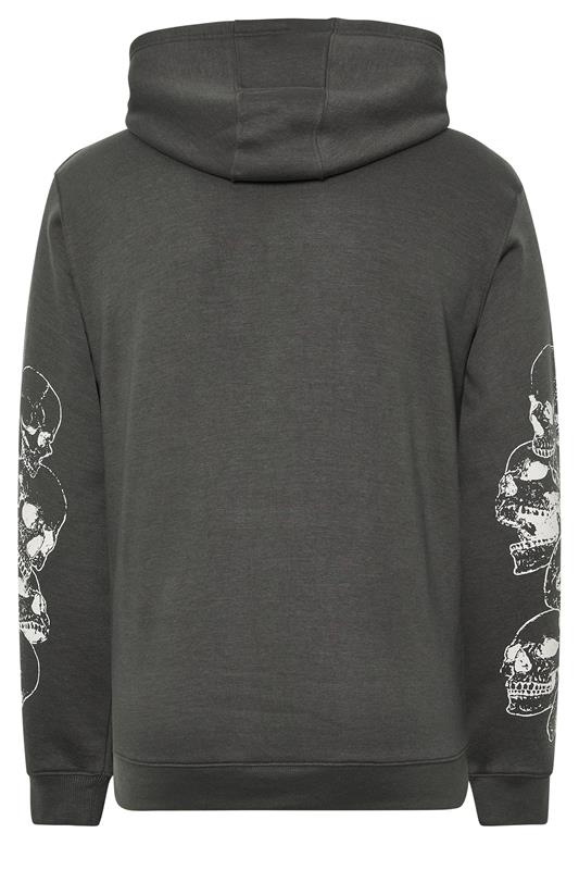 BadRhino Big & Tall Ebony Grey Skull Print Hoodie | BadRhino 3