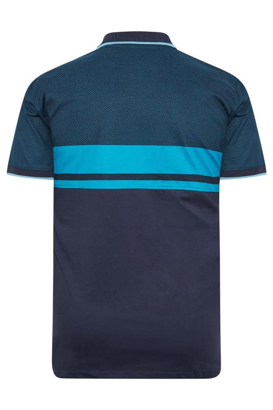 KAM Big & Tall Navy Blue Dobby Polo Shirt | BadRhino 4