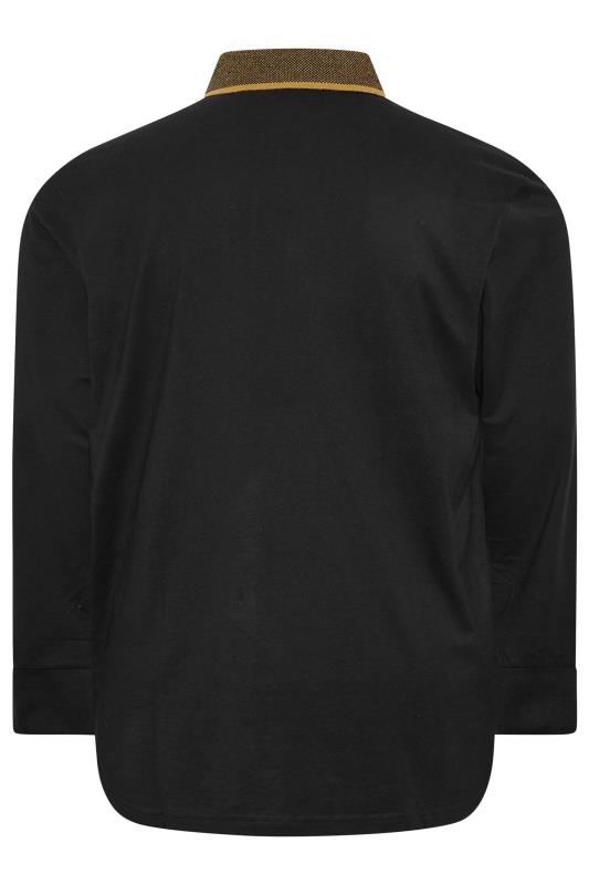 KAM Big & Tall Black Long Sleeve Polo Shirt | BadRhino 4