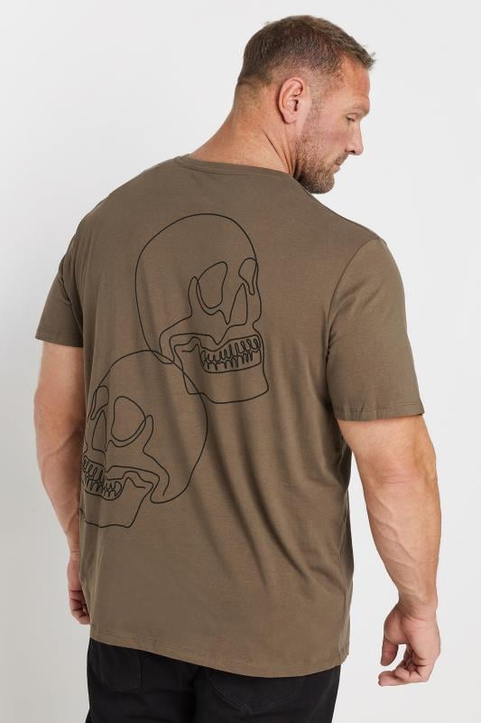 JACK & JONES Big & Tall Brown 'Scully' Skull Graphic T-Shirt | BadRhino 2