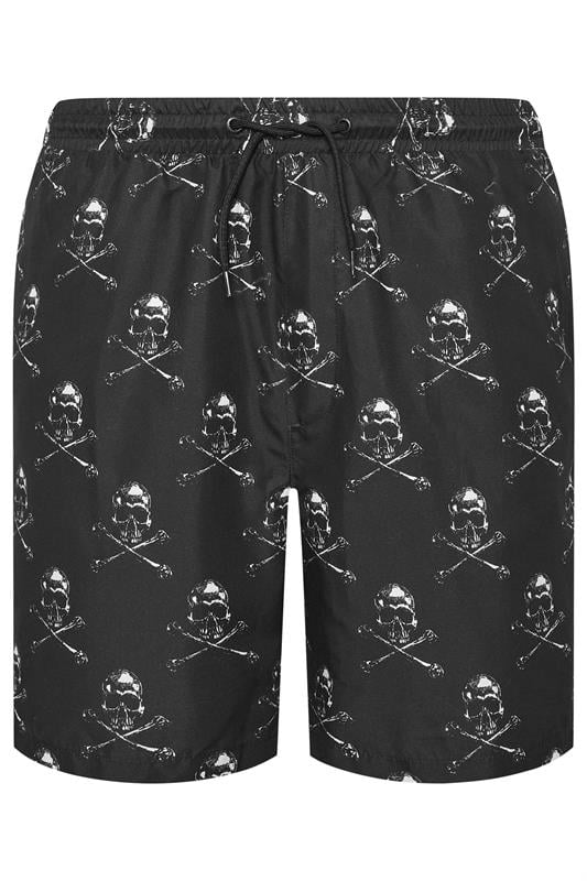 Men's  BadRhino Big & Tall Black Skull Swim Shorts