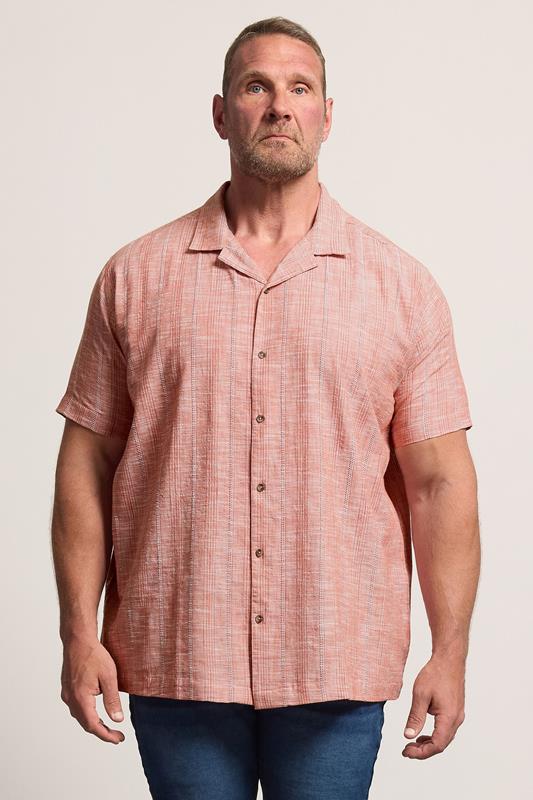 BadRhino Big & Tall Coral Pink Textured Stripe Shirt | BadRhino 1