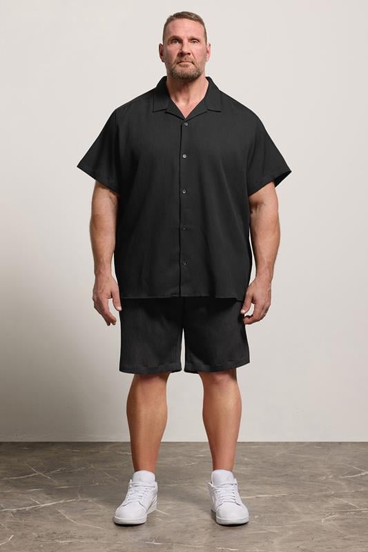  JACK & JONES Big & Tall Black Revere Shirt & Short Set