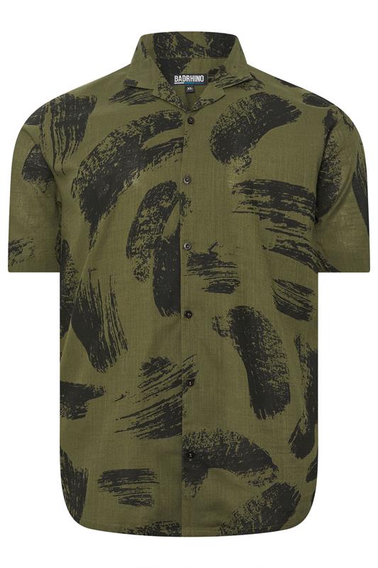 BadRhino Big & Tall Khaki Green Brushstroke Shirt | BadRhino 5