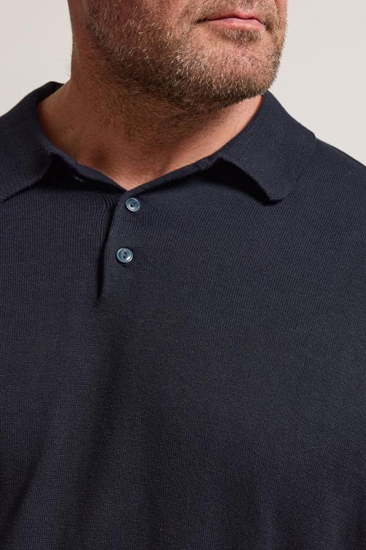 BadRhino Big & Tall Navy Blue Knitted Short Sleeve Polo Shirt | BadRhino 4