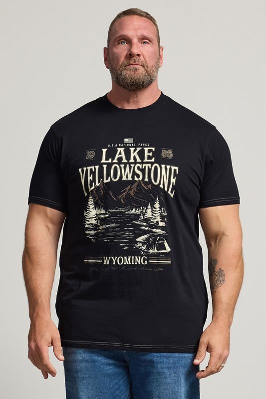  KAM Big & Tall Jet Black Lake Yellowstone Graphic T-Shirt