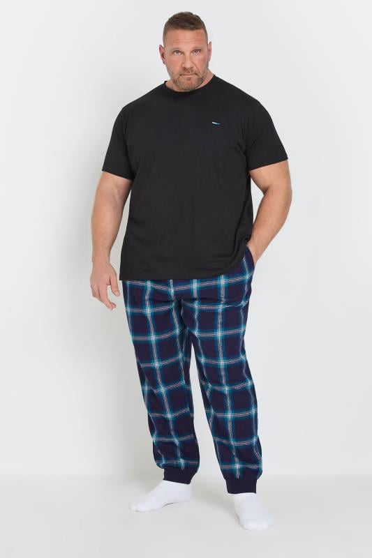 BadRhino Big & Tall Blue Check Print Pyjama Trousers | BadRhino 2