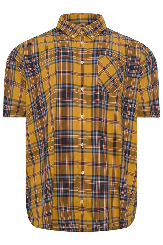 BEN SHERMAN Big & Tall Gold Yellow Check Print Shirt | BadRhino 2